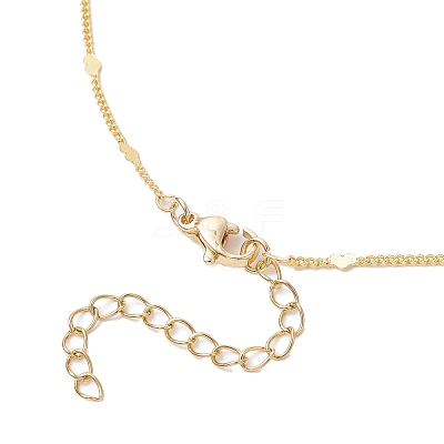 Brass Heart & Round Beaded Link Chain Anklets for Women AJEW-AN00714-1