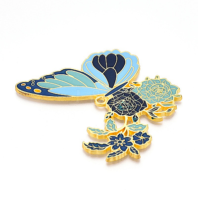 Rack Plating Alloy Enamel Big Pendants ENAM-N056-399D-G-1