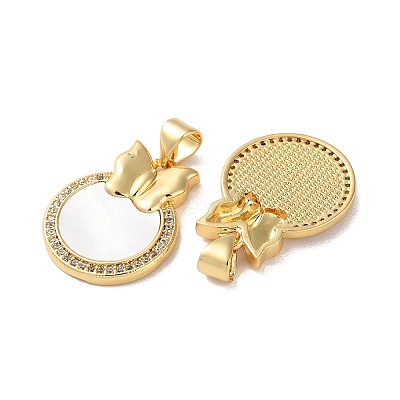 Brass Micro Pave Clear Cubic Zirconia Pendants KK-B083-16G-02-1