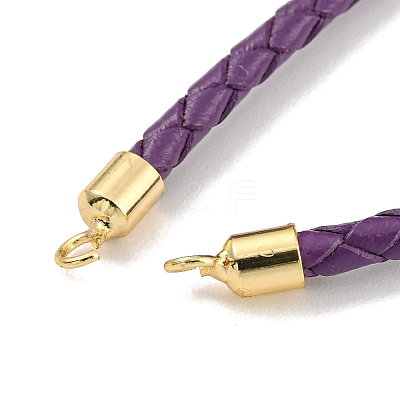 Leather Braided Cord Link Bracelets MAK-K022-01G-07-1