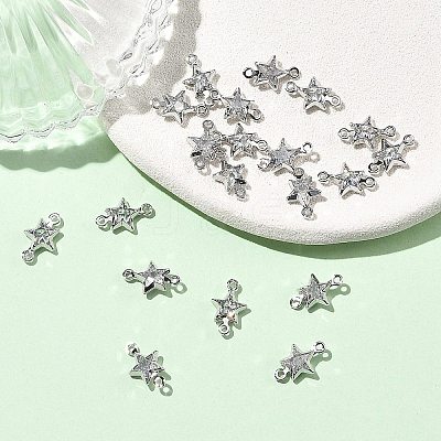 SHEGRACE Brass Pave Cubic Zirconia Star Connector Charms XGRQ2O314-441A-P-1