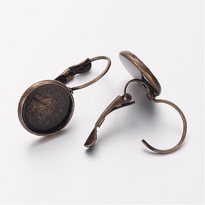 Antique Bronze Tone Brass Leverback Earring Findings fit for Domed Cabochons X-KK-C1244-NFAB-1