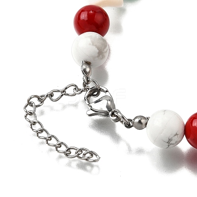 Handmade Lampwork with Glass and Natural Gemstone Christmas Theme Beaded Bracelets for Women BJEW-TA00657-1