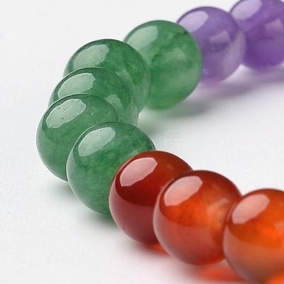 Mixed Stone Round Bead Stretch Bracelets BJEW-L594-D05-1