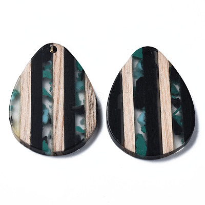 Stripe Resin & Walnut Wood Pendants X-RESI-N025-015A-D01-1