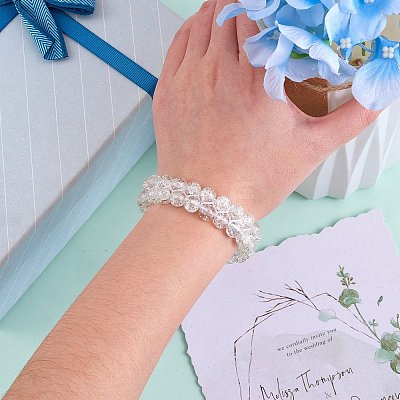 Sparkling Round Glass Braided Bead Bracelet BJEW-SW00082-01-1