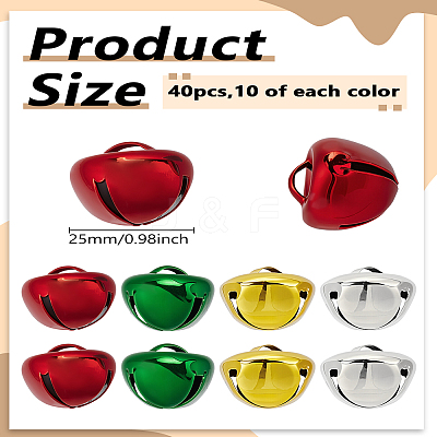 40Pcs 4 Colors Iron Bell Pendants IFIN-LP0001-35-1