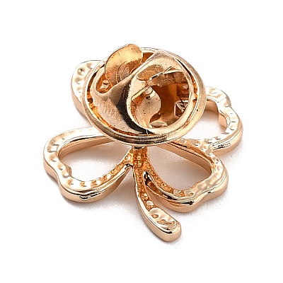 Hollow Clover Zinc Alloy Brooch for Women Dress Shawl JEWB-P010-02-1