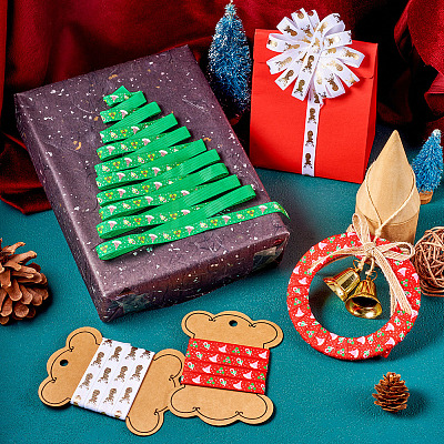 8 Yards 4 Colors Christmas Theme Polyester Printed Grosgrain Ribbons ORIB-TA0001-05A-1