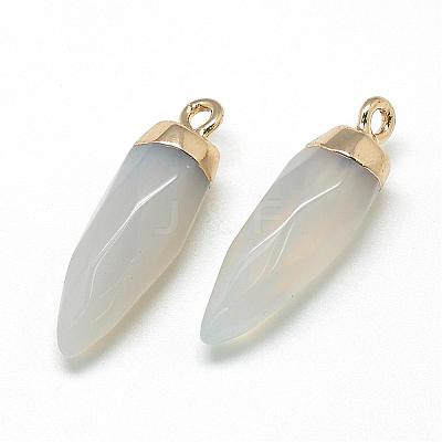 Natural Grey Agate Pointed Pendants G-Q495-08G-1