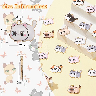 35Pcs 7 Styles Printed Alloy Pendants ENAM-CJ0005-24-1