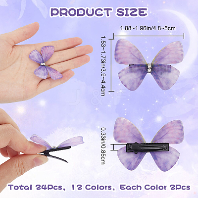 24Pcs 2Bags Cloth Butterfly Alligator Hair Clip FIND-CP0002-49B-1