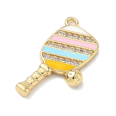 Brass Micro Pave Clear Cubic Zirconia Pendants KK-I476-07G-1