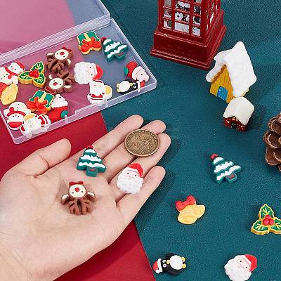40Pcs 10 Styles Christmas Theme Opaque Resin Cabochons CRES-SC0002-56-1