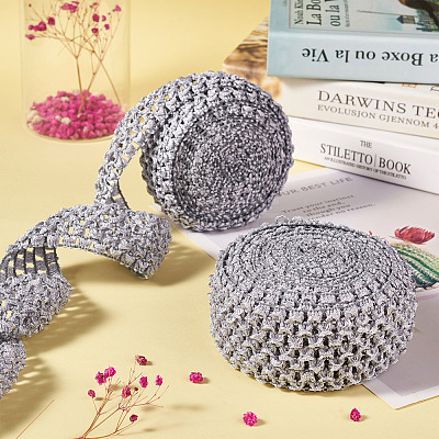 2 Rolls 2 Sizes Polyester Elastic Ribbon EW-TA0001-02H-1