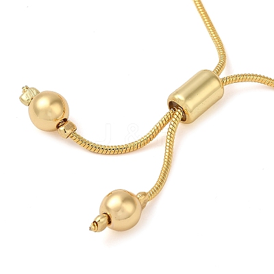 Rack Plating Brass & Natural Shell Round Beaded Slider Bracelets BJEW-P306-01G-1