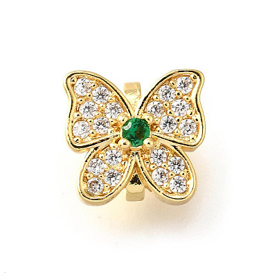 Brass Micro Pave Cubic Zirconia Charms KK-R222-01G-01-1