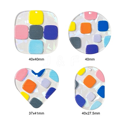 24Pcs 4 Style Transparent Clear Acrylic Pendants KY-LS0001-09-1