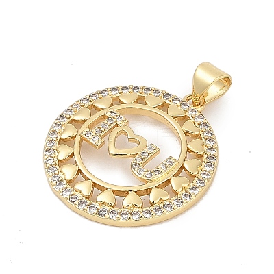 Brass Micro Pave Cubic Zirconia Charms KK-U058-38G-1