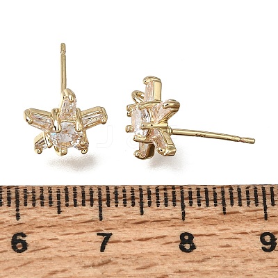 Brass Pave Cubic Zirconia Stud Earring Findings CU-CBAE189-04G-1