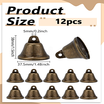 12Pcs Iron Bell Pendants IFIN-LP0001-36-1
