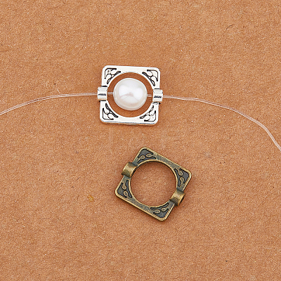 160Pcs 2 Colors Tibetan Style Alloy Bead Frames TIBEB-HY0001-06-1