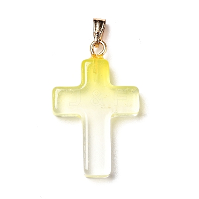 Two Tone Transparent Glass Pendants GLAA-A004-02G-1