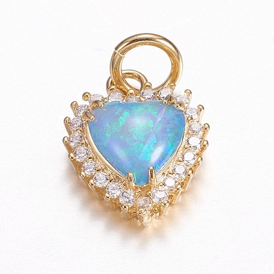 Brass Micro Pave Cubic Zirconia Charms ZIRC-G141-01G-A-1