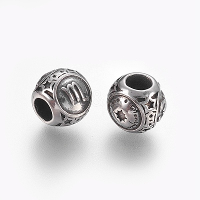 316 Surgical Stainless Steel European Beads STAS-F195-128P-09-1