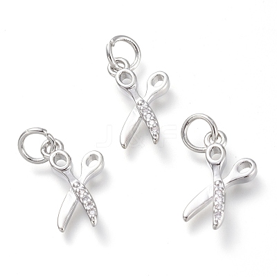 Brass Micro Pave Clear Cubic Zirconia Pendants KK-P188-P01-P-1