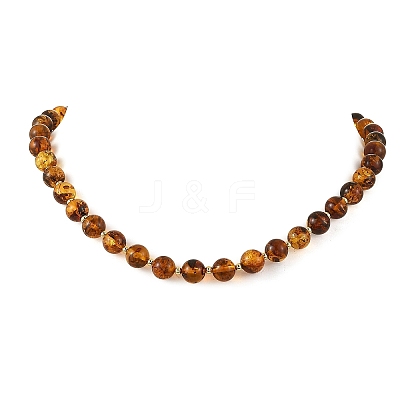 Natural Amber Beaded Necklaces NJEW-JN06656-1