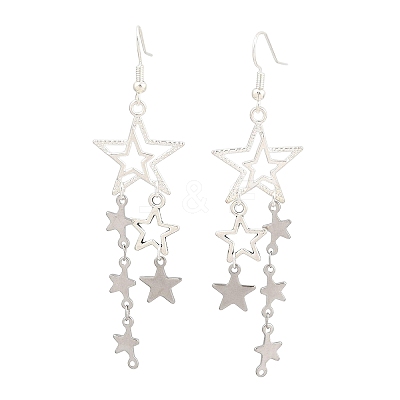 304 Stainless Steel Star Dangle Earrings EJEW-TA00624-1