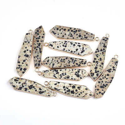 Electroplate Natural Dalmatian Jasper Pendants G-S344-24E-1
