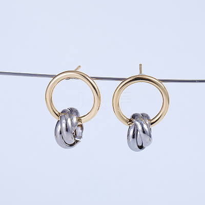 Two Tone Brass Twisted Hoop Earrings CZ4094-1