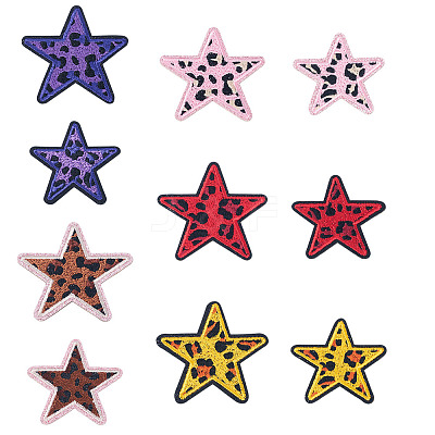 10Pcs 10 Styles Polyester Leopard Print Embroidery Cloth Iron on/Sew on Patches PATC-TA0001-58-1