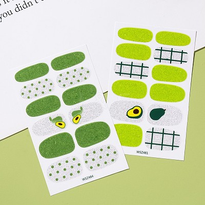 Avocados & Strawberries & Flowers Full Cover Nail Art Stickers MRMJ-T109-WSZ-M2-1