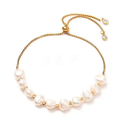 Natural Pearl Beads Adjustable Slider Bracelet for Girl Women Gift BJEW-JB06820-01-1