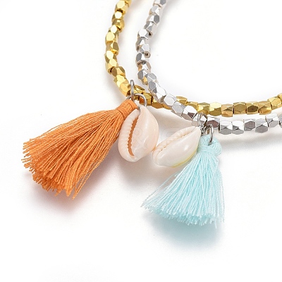 Brass Beads Stretch Bracelets BJEW-JB04056-1