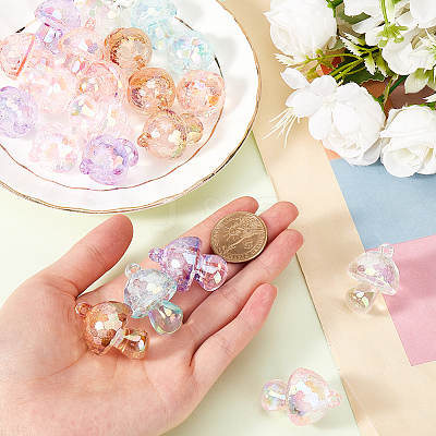 24Pcs 6 Colors Bubble Style Transparent Acrylic Pendants MUSH-SC0001-01-1