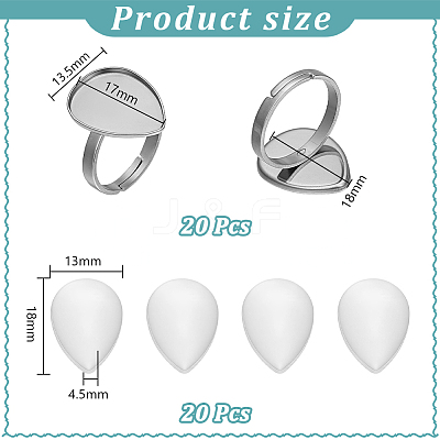 DIY Teardrop Cuff Ring Making Kits DIY-UN0008-13-1