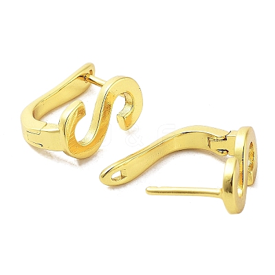 Brass Letter Stud Earrings for Women EJEW-A038-01S-G-1
