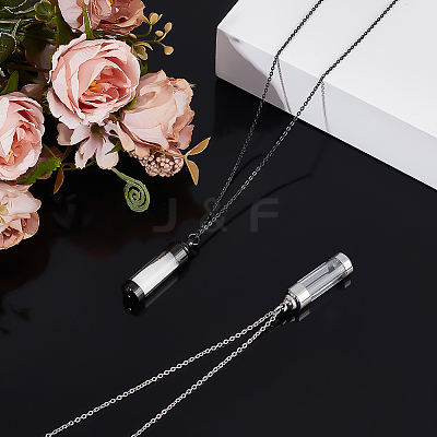 2Pcs 2 Styles Clear Acrylic Column Perfume Bottle Necklaces NJEW-PH0001-38-1