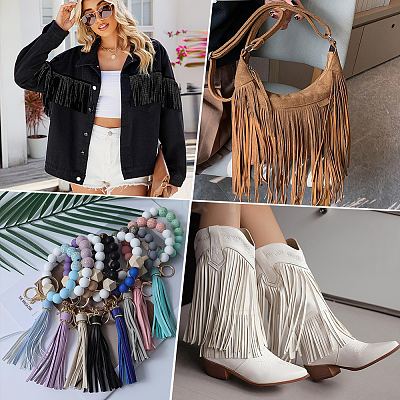 PU Imitation Leather Tassel Ribbon DIY-GF0013-45A-1
