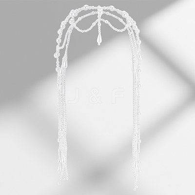 1Pc Plastic Beads Hair Chain Hat for Bridal OHAR-GF0001-52B-1