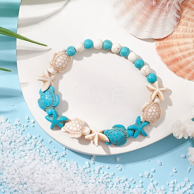 Synthetic Magnesite & Turquoise Beaded Stretch Bracelets for Women BJEW-TA00580-1