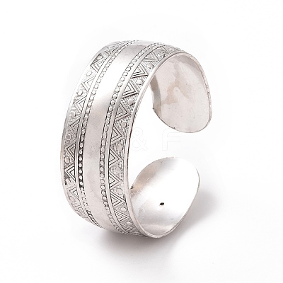 Bohemia Tibetan Style Alloy Thick Open Cuff Bangle for Women BJEW-E002-01AS-06-1