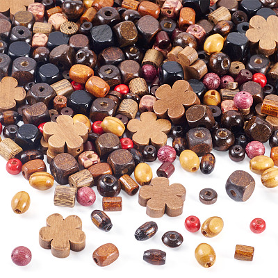 360Pcs 18 Styles Wood Beads WOOD-TA0002-75-1