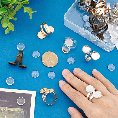 DIY Double Blank Dome Finger Ring Making Kit DIY-UN0004-25B-1