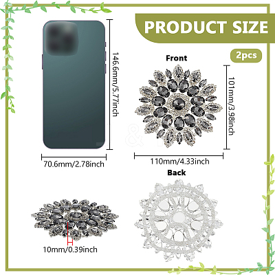 2Pcs Alloy Glass Rhinestone Cabochons FIND-FG0004-83S-1