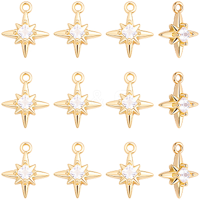 14Pcs Brass Micro Pave Cubic Zirconia Pendants KK-BBC0028-17-1